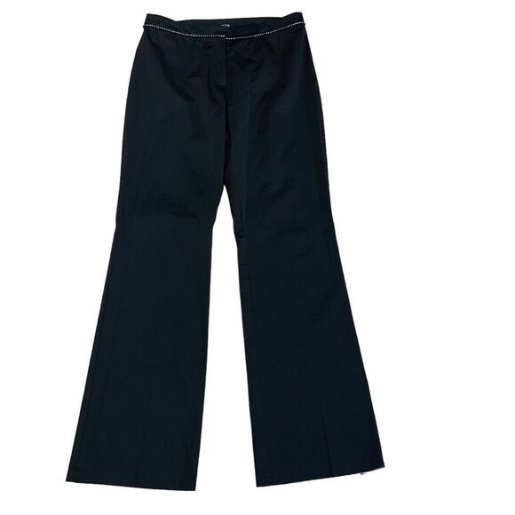 Jacob black satin effect rhinestone trim waist dress pants trousers Sz9/10 - Picture 1 of 10